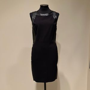 HAUTE HIPPIE women’s black dress w/ genuine leather embellishments in size large